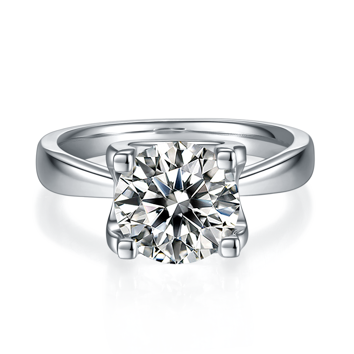 Classic Bullhead S925 Silver Plated Platinum Moissanite Diamond Women's Ring 3.0 Carat D-Class